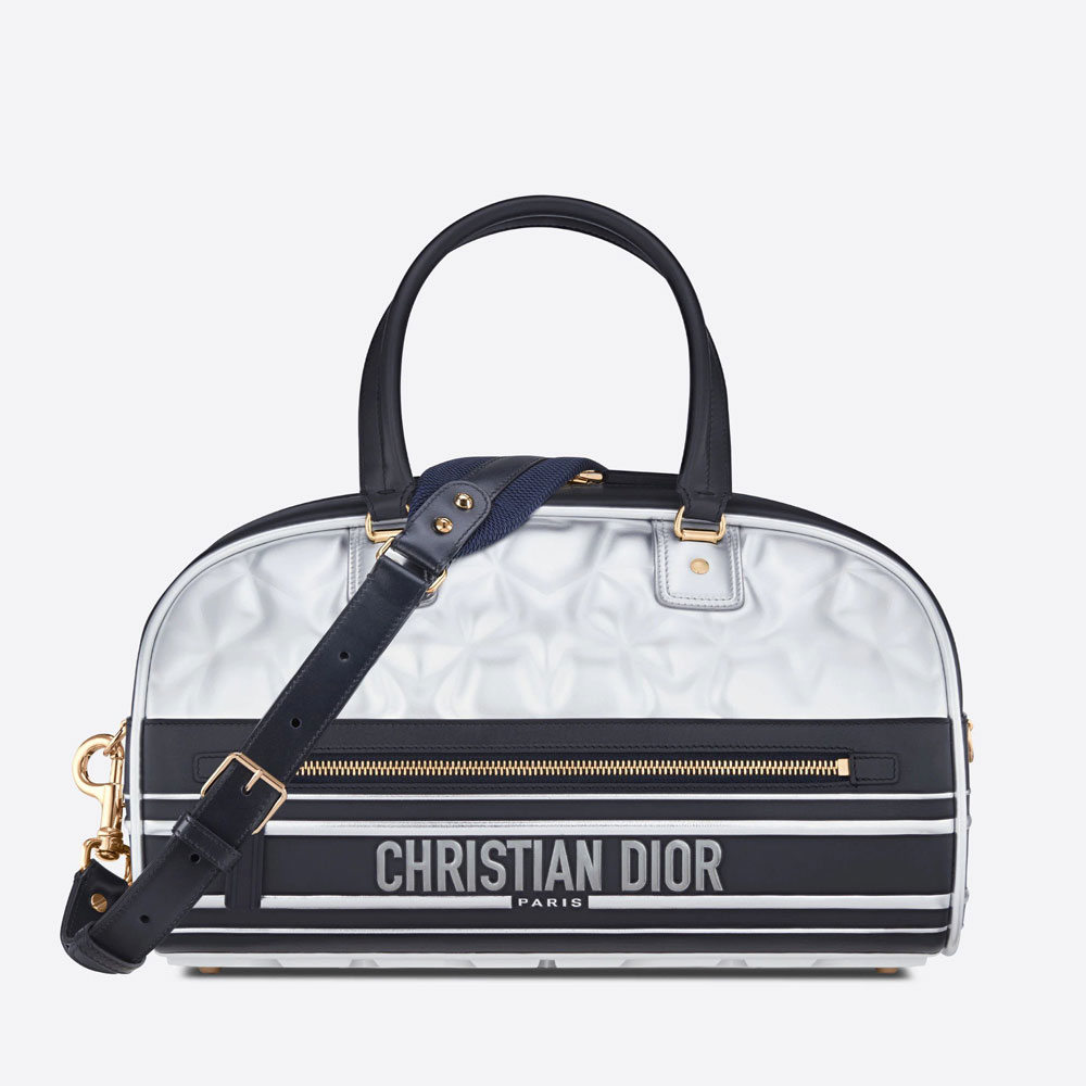 Medium Dior Vibe Zip Bowling Bag Black and Silver Calf M6202OOLA M00E: Image 1