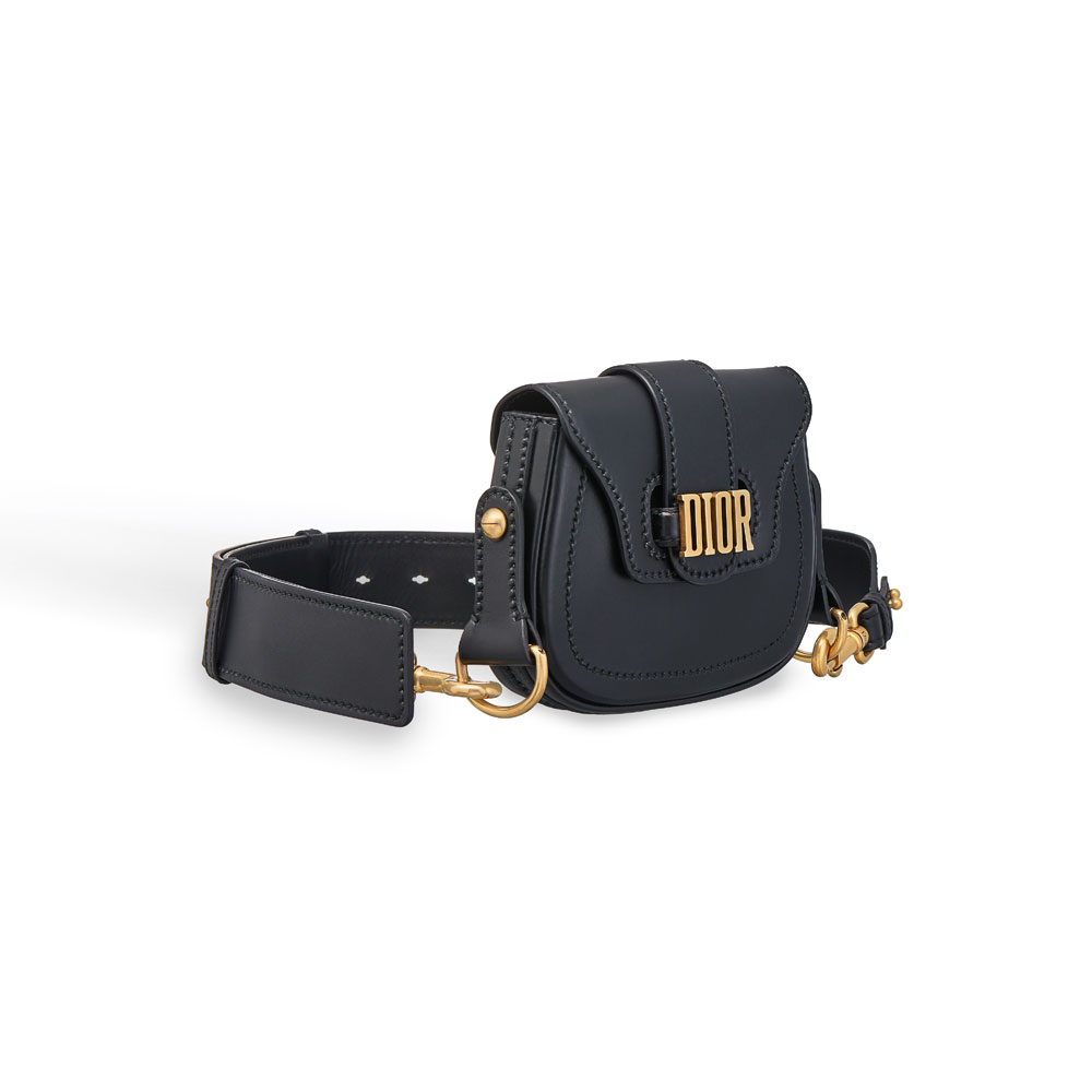 Dior D-fence mini saddle bag in black calfskin M6500CVQV M900: Image 2