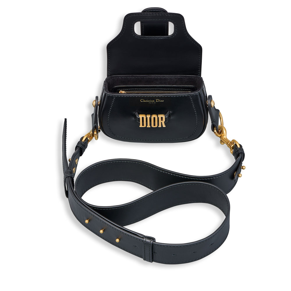 Dior D-fence mini saddle bag in black calfskin M6500CVQV M900: Image 3