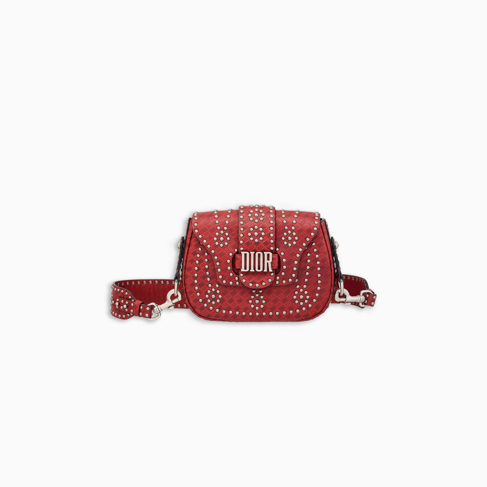 D-Fence saddle bag in red studded calfskin M6501VLAE M47R: Image 1