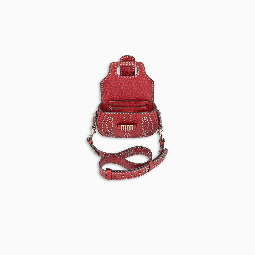 D-Fence saddle bag in red studded calfskin M6501VLAE M47R: Image 3