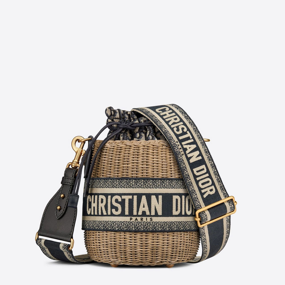 Dior Wicker Bucket Bag Oblique Jacquard Natural Wicker M7600CMVO M918: Image 1