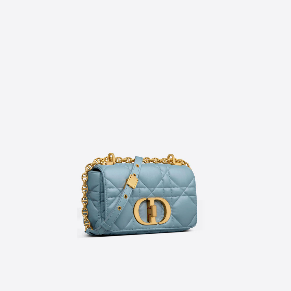 Small Dior Caro Bag Horizon Blue Macrocannage Calfskin M9241UNGK M09Z: Image 2