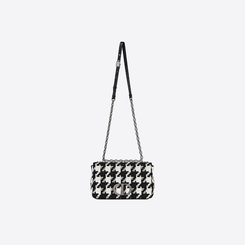 Medium Dior Caro Bag Black And White Macro Houndstooth Fabric M9242BTIO M911: Image 3