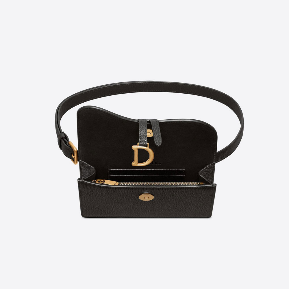 Dior Saddle Belt Pouch Black Grained Calfskin S5619CBAA M900: Image 2