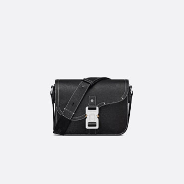 Dior Mini Saddle Bag with Strap Black Grained Calfskin 1ADPO049YKK H00N