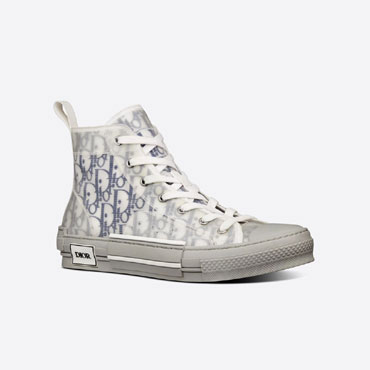 B23 High Top Sneaker White and Navy Blue Dior Oblique Canvas 3SH118YNT H568