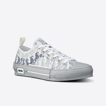 B23 Low Top Sneaker White and Navy Blue Dior Oblique Canvas 3SN249YNT H568