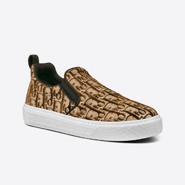 Dior Solar Slip On Sneaker Bronze Embroidered Velvet KCK292VOB S31M