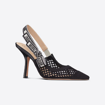 Dior J Adior Slingback Pump Black Mesh Embroidery KCP883EMR S900