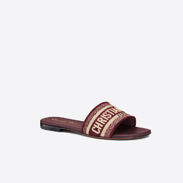 Dior Dway Slide Burgundy Embroidered Cotton KCQ166ERC S16V