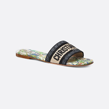 Dior Dway Slide White Multicolor Embroidered Cotton KCQ209EVY S43L