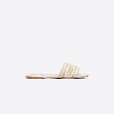 Dior Dway Slide Gold Tone Cotton Embroidered KCQ209JHL S67W