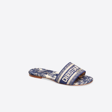 Dior Dway Slide Blue Cotton Embroidery KCQ209TJE S72B