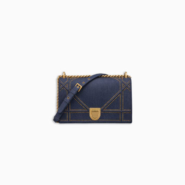 Diorama bag in blue studded denim with large cannage design M0422CFDN M928