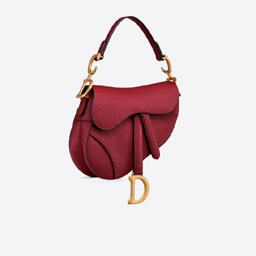 Dior Mini Saddle Bag Cherry Red Grained Calfskin M0447CWVG M52R