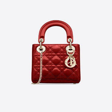 Mini Lady Dior Bag Cherry Red Patent Cannage Calf M0505OWCB M323