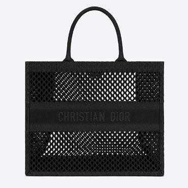 Dior Book Tote Black Mesh Embroidery M1286ZWRA M911