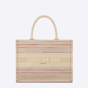 Small Dior Book Tote Multicolor Stripes Embroidery M1296ZRFO M885