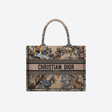 Medium Dior Book Tote Multicolor Jardin Dhiver Embroidery M1296ZRWD M918