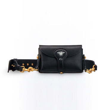 Dior D-bee mini saddle bag in black calfskin M8502CVZZ M900