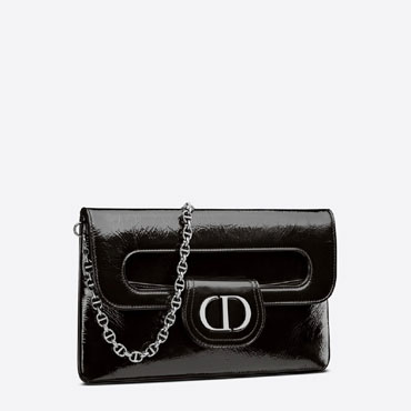 Medium DiorDouble Bag Black Crinkled Patent Lambskin M8641BNDM M900