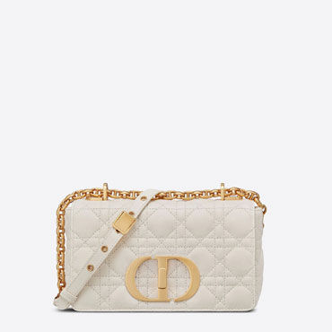 Small Dior Caro Bag Ivory Supple Cannage Calfskin M9241UWHC M35U