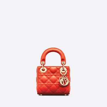 Micro Lady Dior Bag Bright Orange Cannage Lambskin S0856ONGE M37O