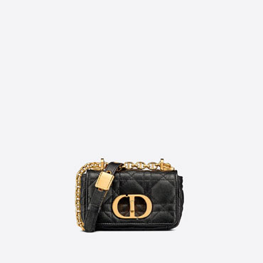 Micro Dior Caro Bag Black Supple Cannage Calfskin S2022UWHC M900