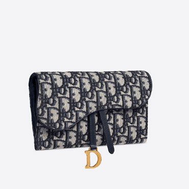 Saddle Long Wallet Blue Dior Oblique Jacquard S5614CTZQ M928