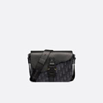 Mini Saddle Bag with Strap Black Dior Oblique Jacquard 1ADPO049YKS H00N