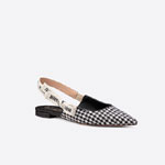 Dior J Adior Ballerina Flat Black and White Houndstooth Wool KCB493PLR S17X