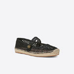 Dior Caro Espadrille Ballerina Flat Black Mesh Embroidery KCB675EMR S900