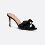 Dior Adiorable Heeled Slide Black Fringed Grosgrain KCO089GGN S900