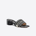 Dway Heeled Slide Black Dior Around the World Embroidered Cotton KCQ244CHR S900