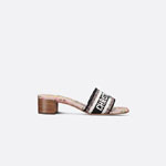 Dior Dway Heeled Slide Powder Embroidered Cotton KCQ244FWY S38P