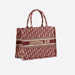 Small Dior Book Tote Burgundy Dior Oblique Embroidery M1296ZRIW M974