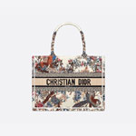 Medium Dior Book Tote Ecru Multicolor Jardin Dhiver Embroidery M1296ZRWD M941