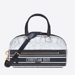 Medium Dior Vibe Zip Bowling Bag Black and Silver Calf M6202OOLA M00E