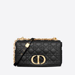 Medium Dior Caro Bag Black Supple Cannage Calfskin M9242UWHC M900