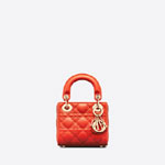 Micro Lady Dior Bag Bright Orange Cannage Lambskin S0856ONGE M37O