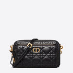 Dior Caro Double Pouch Black Supple Cannage Calfskin S5037UWHC M900