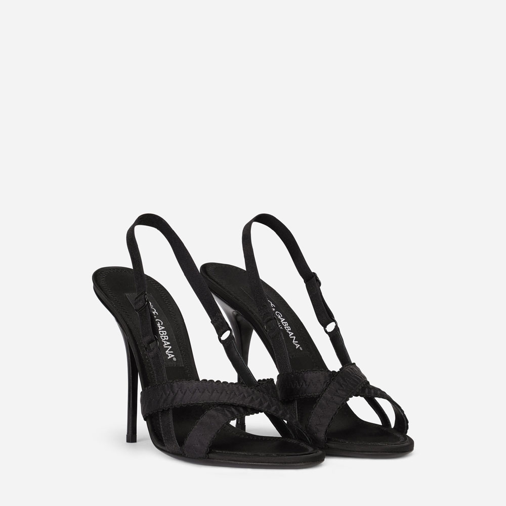 Dolce Gabbana Satin sandals in Black CR1162AQ0298B956: Image 2