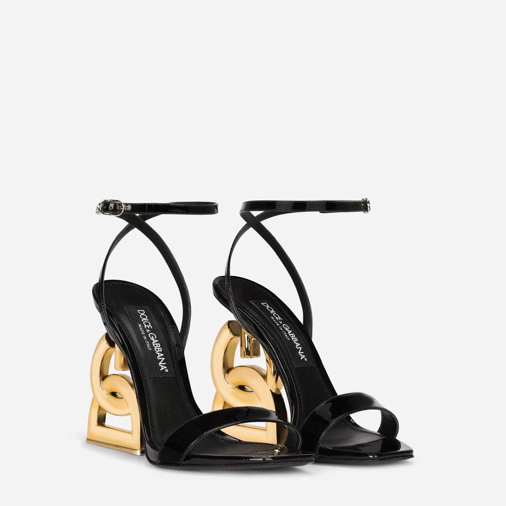 DG Patent leather sandals with 3.5 heel in Black CR1175A147180999: Image 2