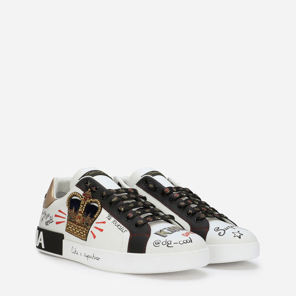 DG Portofino sneakers in printed nappa calfskin CS1570AZ268HWF57: Image 2