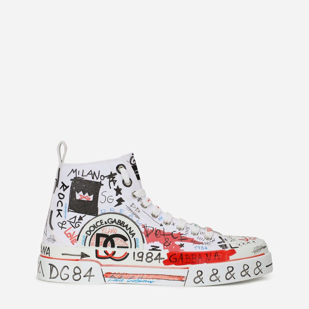 DG Hand-painted graffiti Portofino Light mid-top CS1889AO788HWF57: Image 1