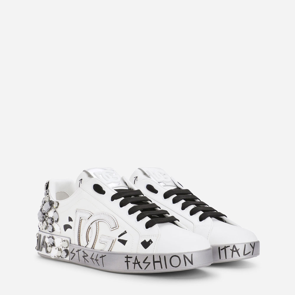 DG Printed calfskin nappa Portofino sneaker CS1951AQ4788B441: Image 2