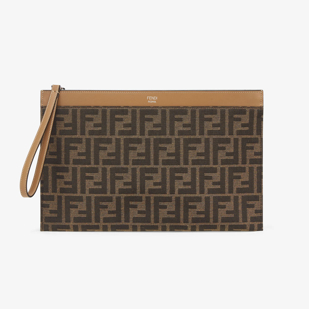 Fendi FF Jacquard Flat Pouch Medium fabric pouch 7N0134AFBVF1HRM: Image 1