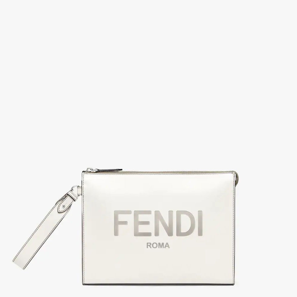 Fendi Flat Pouch Light grey leather pouch 7VA491AC9LF1H33: Image 1