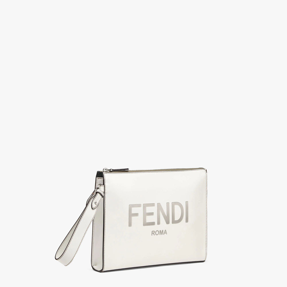 Fendi Flat Pouch Light grey leather pouch 7VA491AC9LF1H33: Image 2